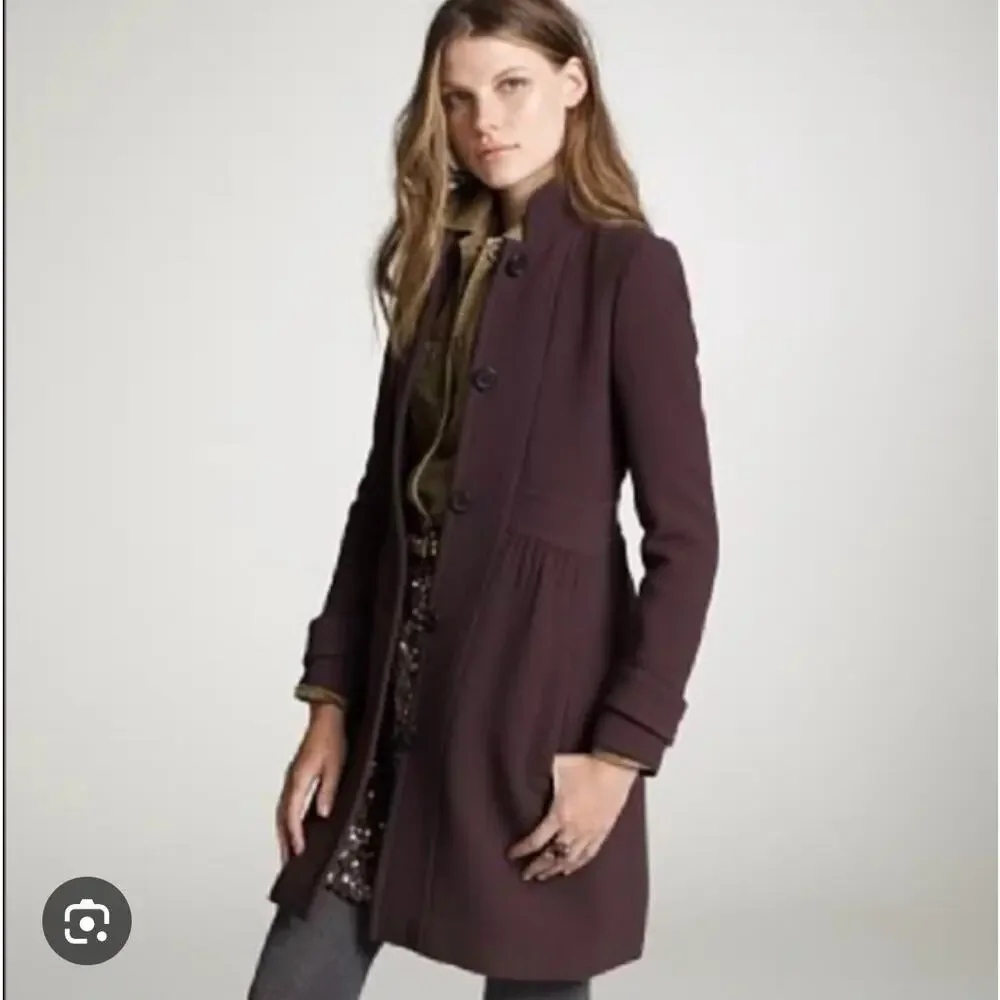 J.Crew Colletta Double Cloth Wool Lady Pea Coat Size 2 Brown Minimalist Preppy